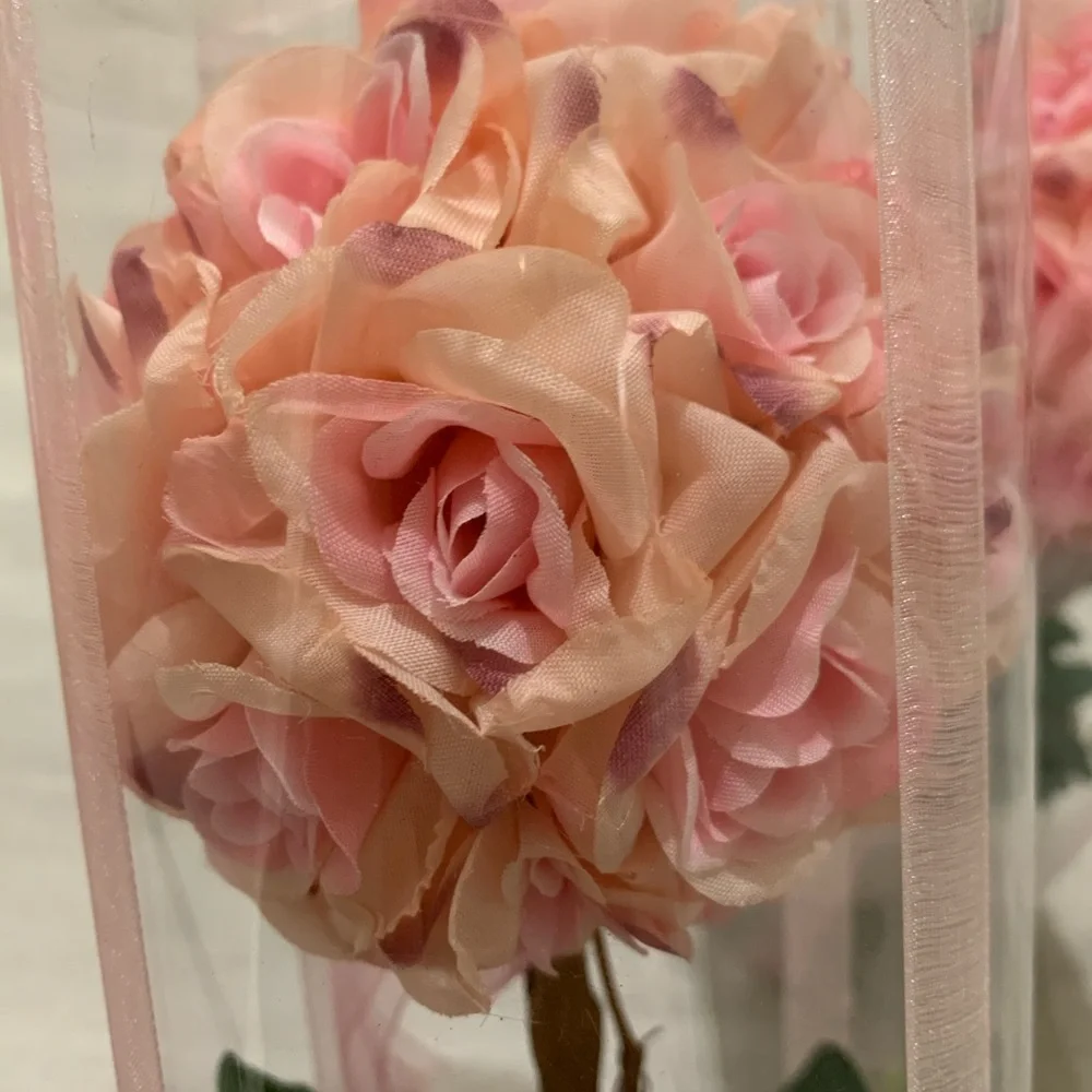 Two Brand New Pink Roses Floral Topiaries-